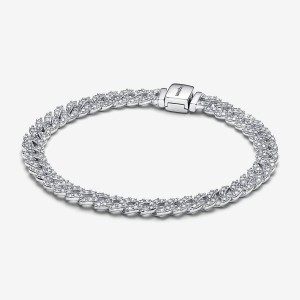 Pandora Timeless Pave Cuban Chain Bracelet Argento | 83FJWMBTE