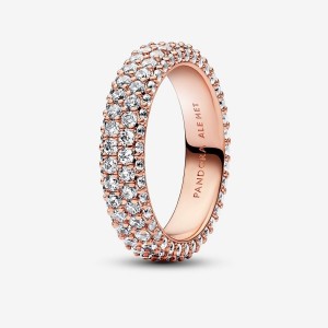 Pandora Timeless Pave Double-row Ring Rosa Oro | 70VECPLDI