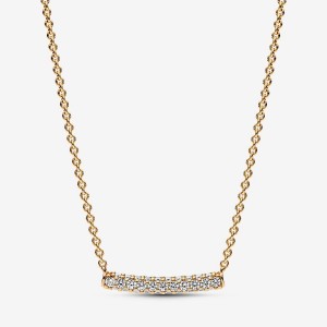 Pandora Timeless Pave Single-row Bar Collier Necklace Oro | 08CWASQRV