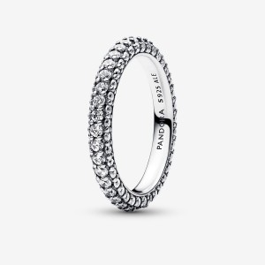 Pandora Timeless Pave Single-row Ring Argento | 15FWIXAYC