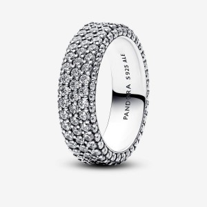 Pandora Timeless Pave Triple-row Ring Argento | 17NQBTVIZ
