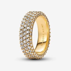 Pandora Timeless Pave Triple-row Ring Oro | 49QTGPAEI