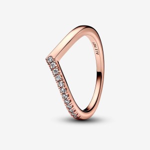 Pandora Timeless Wish Half Sparkling Ring Rosa Oro | 47TXQVBSM