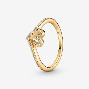 Pandora Timeless Wish Sparkling Heart Ring Oro | 38QVYSGNI