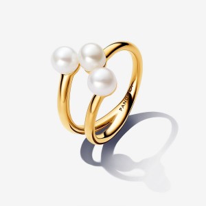Pandora Treated Freshwater Cultured Pearl Open Ring Oro | 03PWRFYDU
