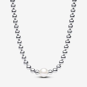 Pandora Treated Freshwater Cultured Pearl & Beads Collier Necklace Argento | 56BZTONME