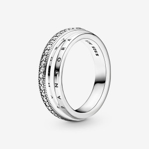 Pandora Triple Band Pave Ring Argento | 34MKLHDJA