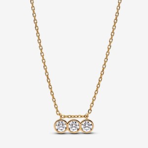 Pandora Triple Bezel Pendant Necklace 0.45 carat tw 14k Gold Oro | 28ALVNCBE