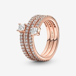 Pandora Triple Spiral Ring Rosa Oro | 14NGRVIQP
