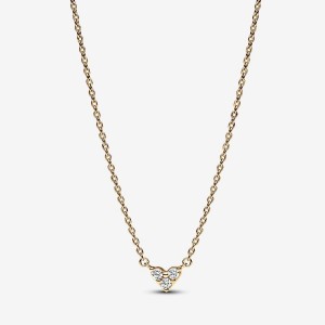 Pandora Triple Stone Heart Collier Necklace Oro | 48BTOZSAC