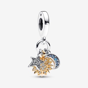 Pandora Two-tone Celestial Triple Dangle Charm Colorate | 35YLURPKC
