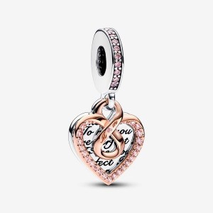 Pandora Two-tone Infinity Heart Double Dangle Charm Colorate | 97TRBAKHV
