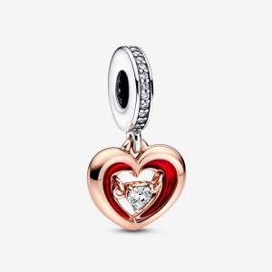Pandora Two-tone Radiant Heart Dangle Charm Colorate | 57OQRDPXN