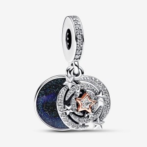 Pandora Two-tone Shooting Star Double Dangle Charm Colorate | 60AGPQFTD