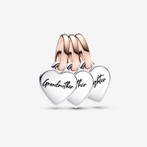 Pandora Two-tone Splittable Family Generation of Hearts Triple Dangle Charm Colorate | 16HWMCVFX
