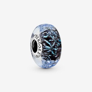 Pandora Wavy Dark Blue Murano Glass Ocean Charm Argento | 09ZEDRCXQ