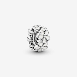 Pandora White Daisy Flower Spacer Charm Argento | 95MSQGOLJ