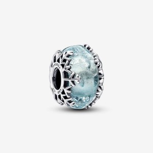 Pandora Winter Blue Snowflake Murano Charm Argento | 43OEVCGQN