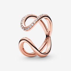 Pandora Wrapped Open Infinity Ring Rosa Oro | 87JMQLYDP