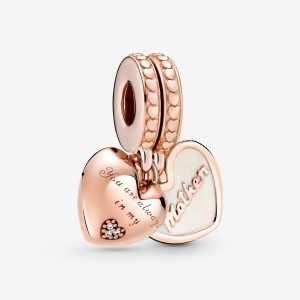Pandora You're Always in My Heart Split Dangle Charm Rosa Oro | 29LNJDQRI